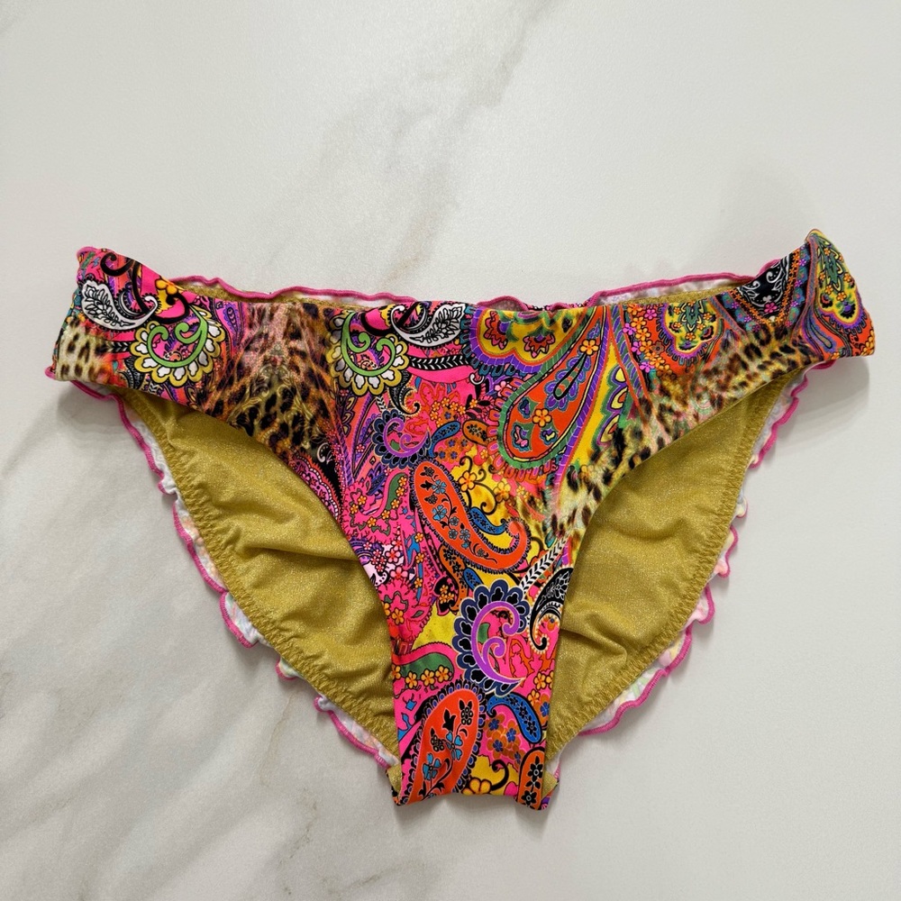 NEW!!! Luli Fama SHORE THING - Seamless Full Ruched Back Bikini Bottom - Size L - Picture 5 of 14